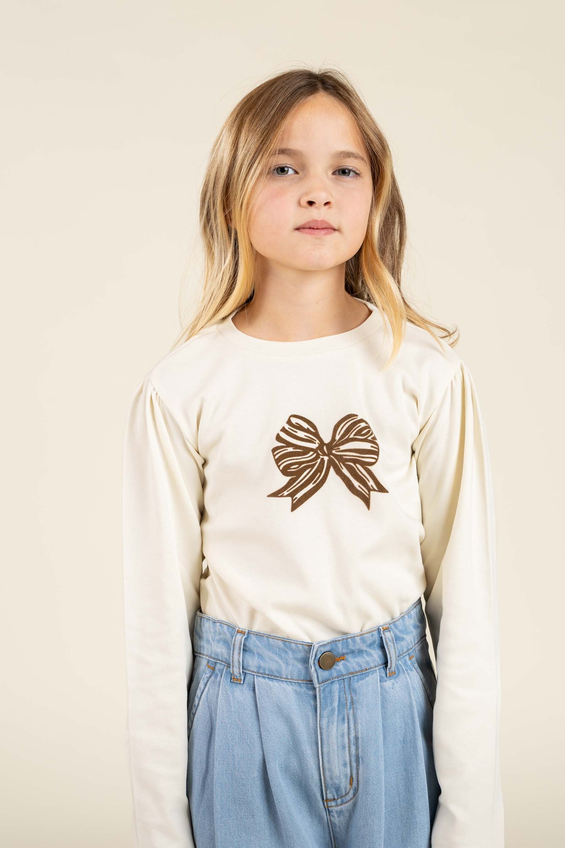 Langærmet T-shirt  med Print - Tween - Off White | 100849 Kendell