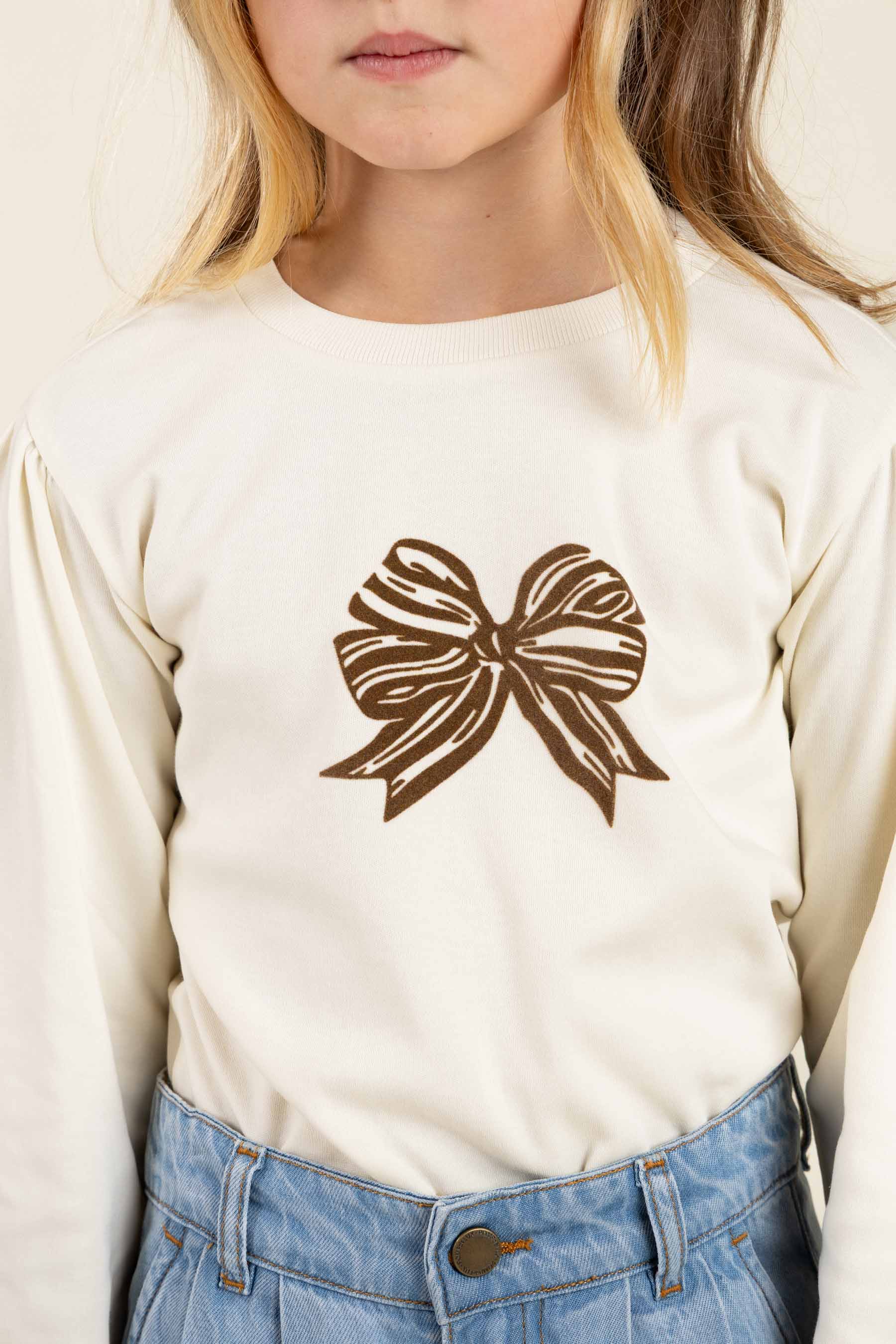 Langærmet T-shirt  med Print - Tween - Off White | 100849 Kendell