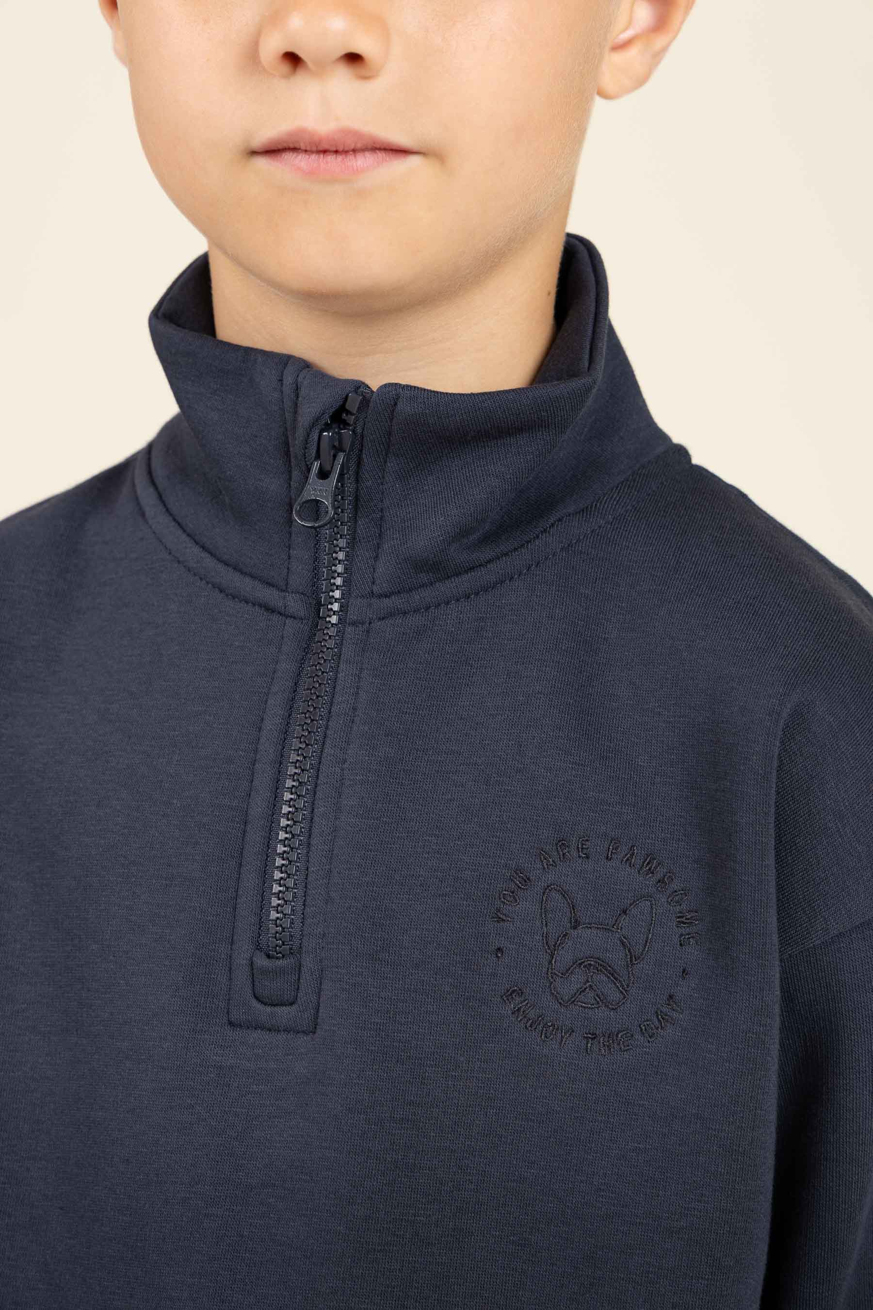 Sweatshirt med kort lynlås - Tween - Navy | 100807 Tristan