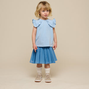 Jersey top med flæse - Kids - Powder Blue | 101267 Selma