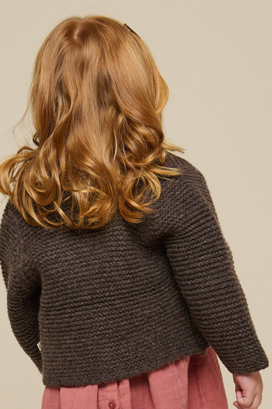 Cardigan i Uldstrik - Kids - Chocolate Melange | 100876 Maya