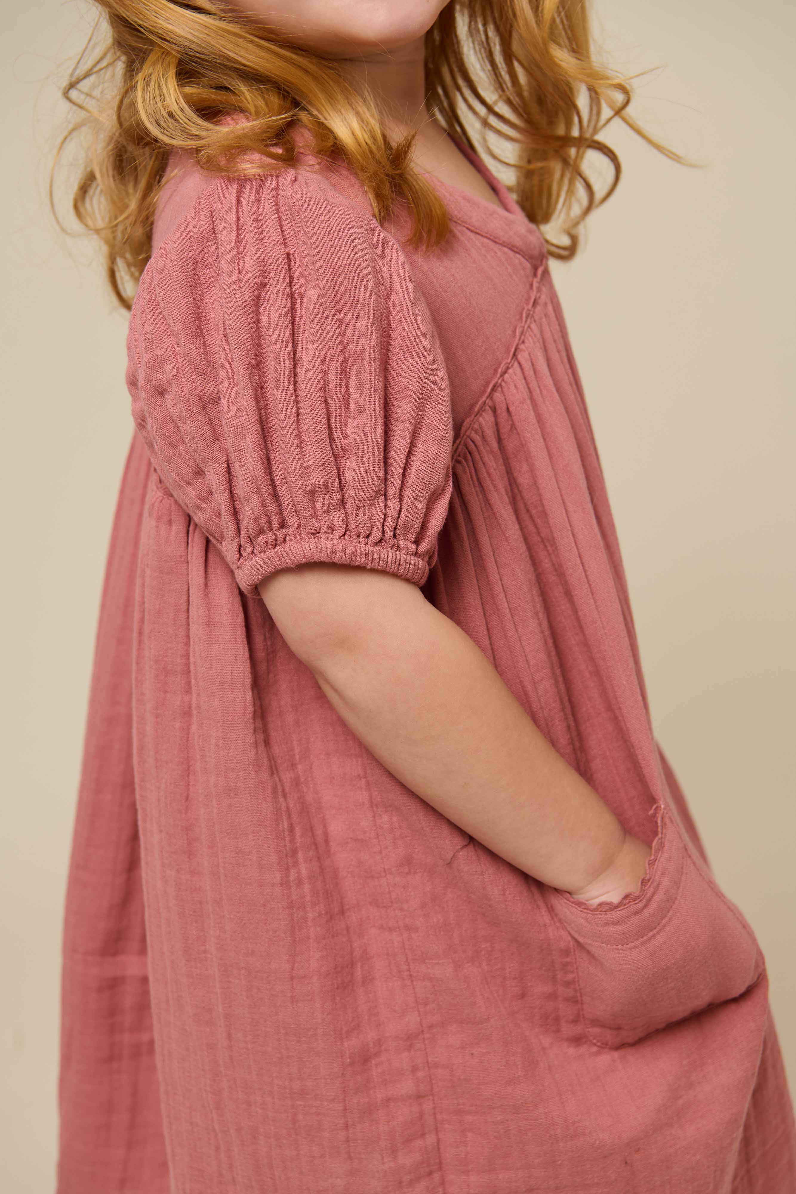 Kjole i musselin - Kids - Old Rose | 100915 Jasmine