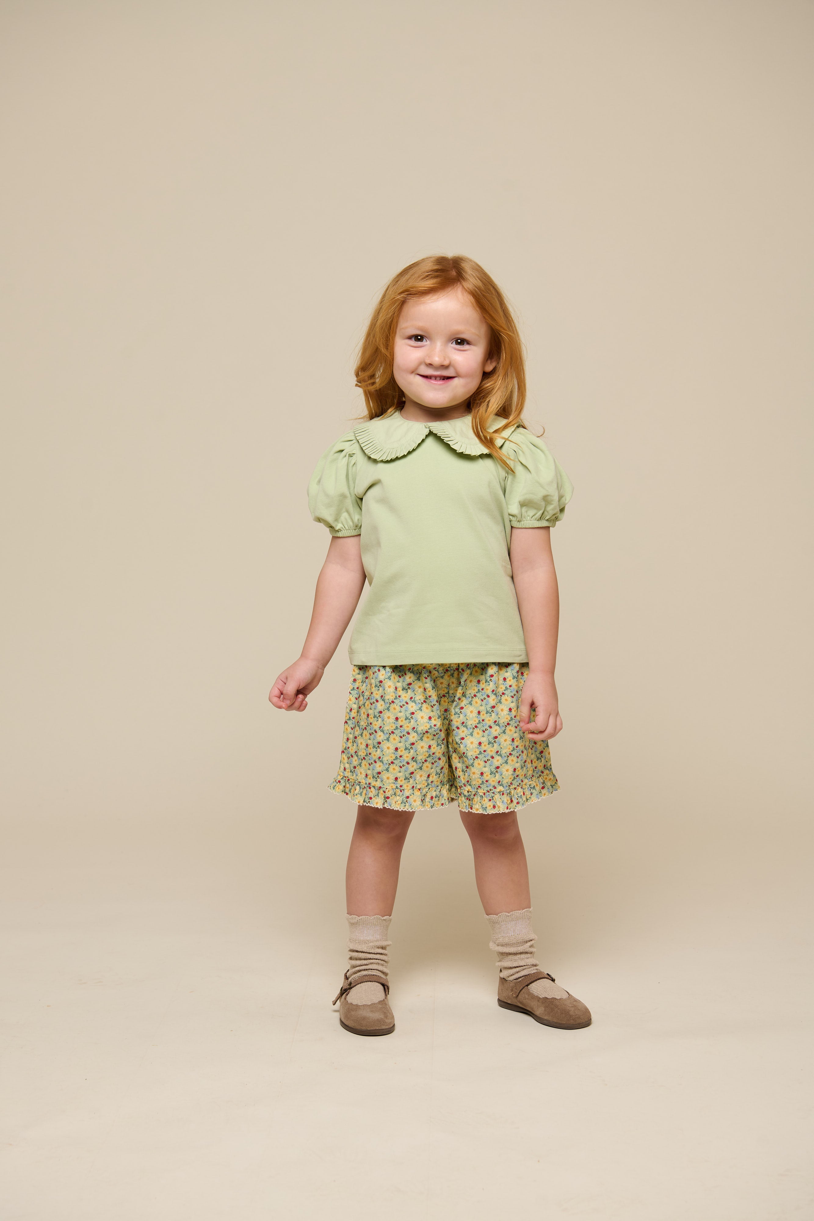 Jerseybluse med krave - Kids - Powder Green | 101279 Nini
