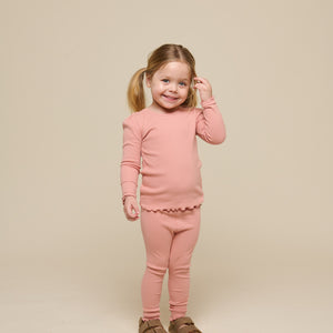 Langærmet T-shirt i modalrib - Kids - Rose Tan | 101306 Lottie