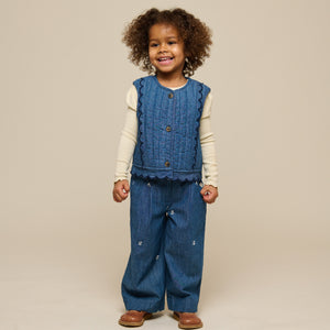 Broderede light-denim bukser - Kids - Blue Denim | 101050 Isabella