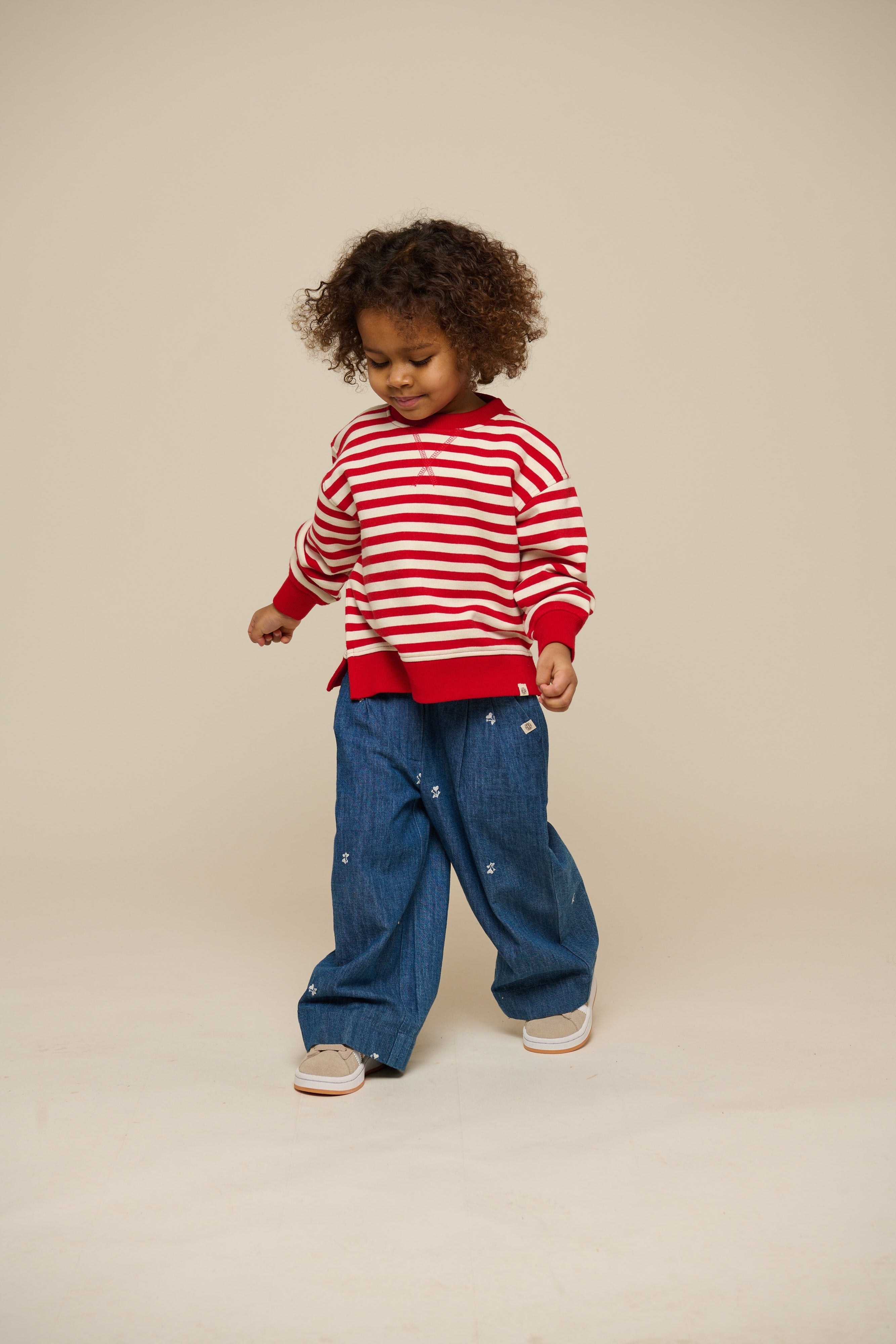 Stribet crewneck sweatshirt - Kids - Cherry Red Stripe | 101342 Daniella