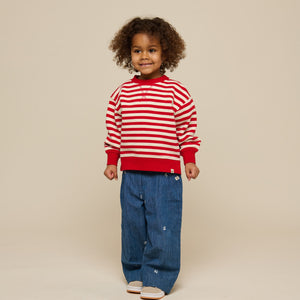 Stribet crewneck sweatshirt - Kids - Cherry Red Stripe | 101342 Daniella