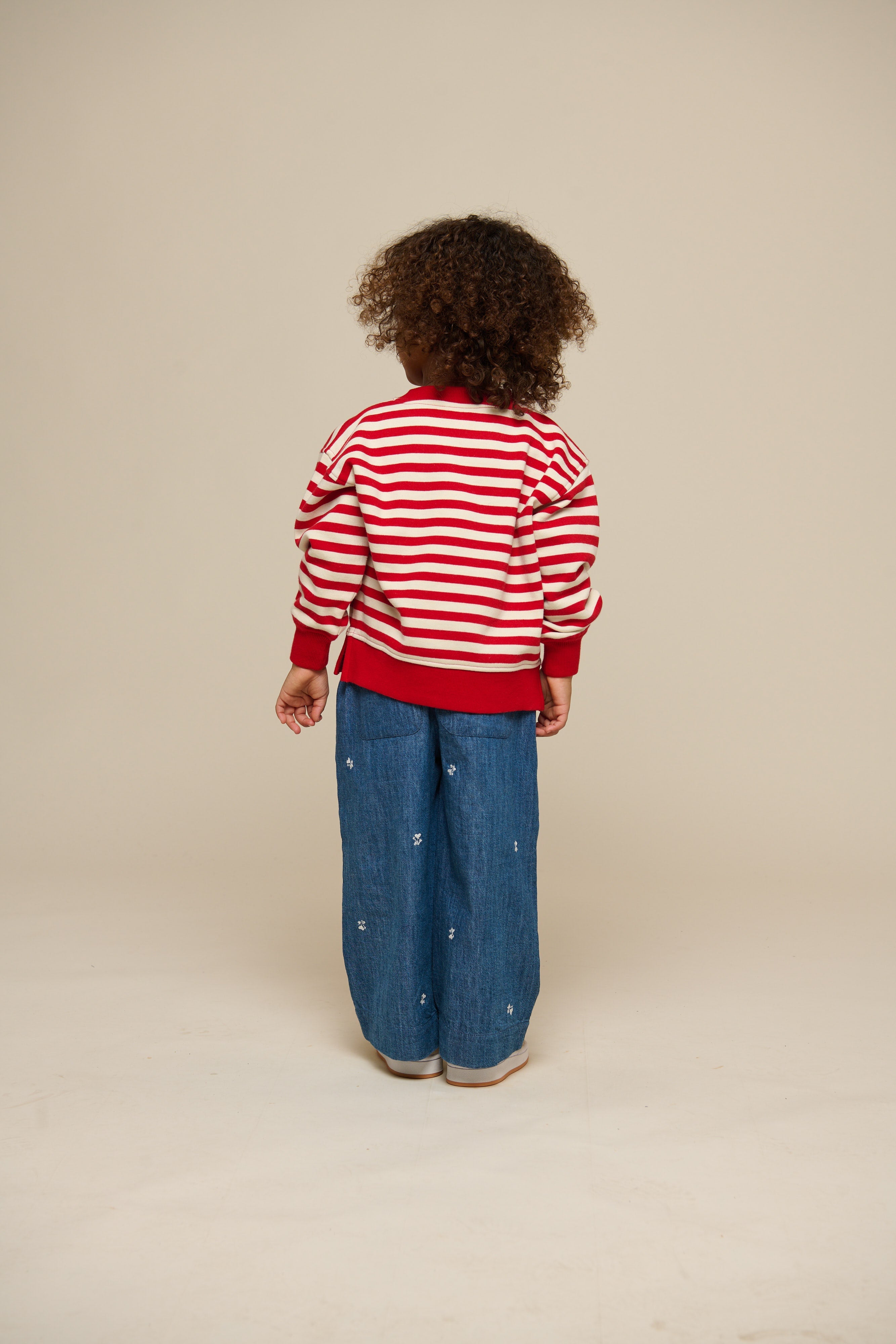 Stribet crewneck sweatshirt - Kids - Cherry Red Stripe | 101342 Daniella