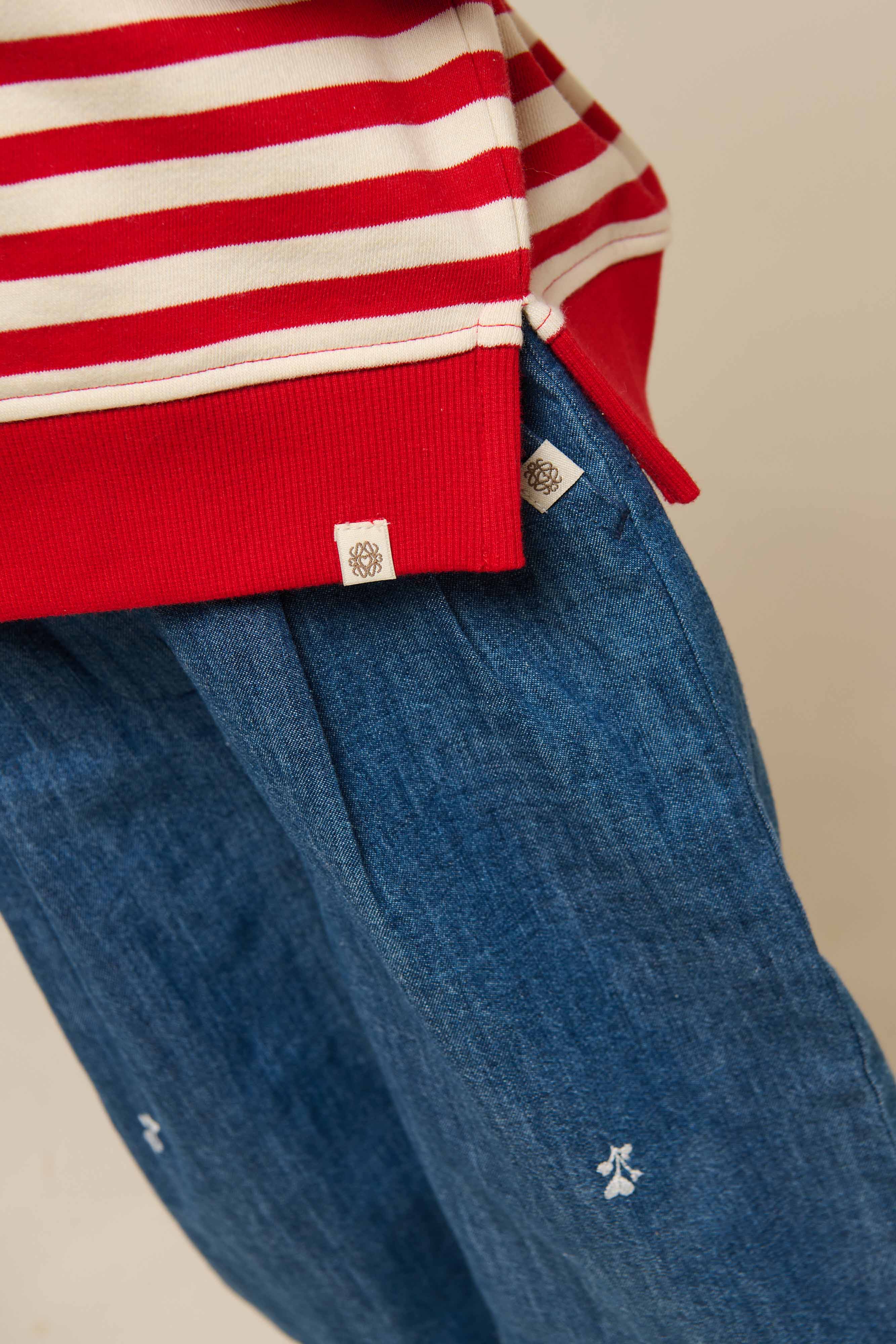 Stribet crewneck sweatshirt - Kids - Cherry Red Stripe | 101342 Daniella