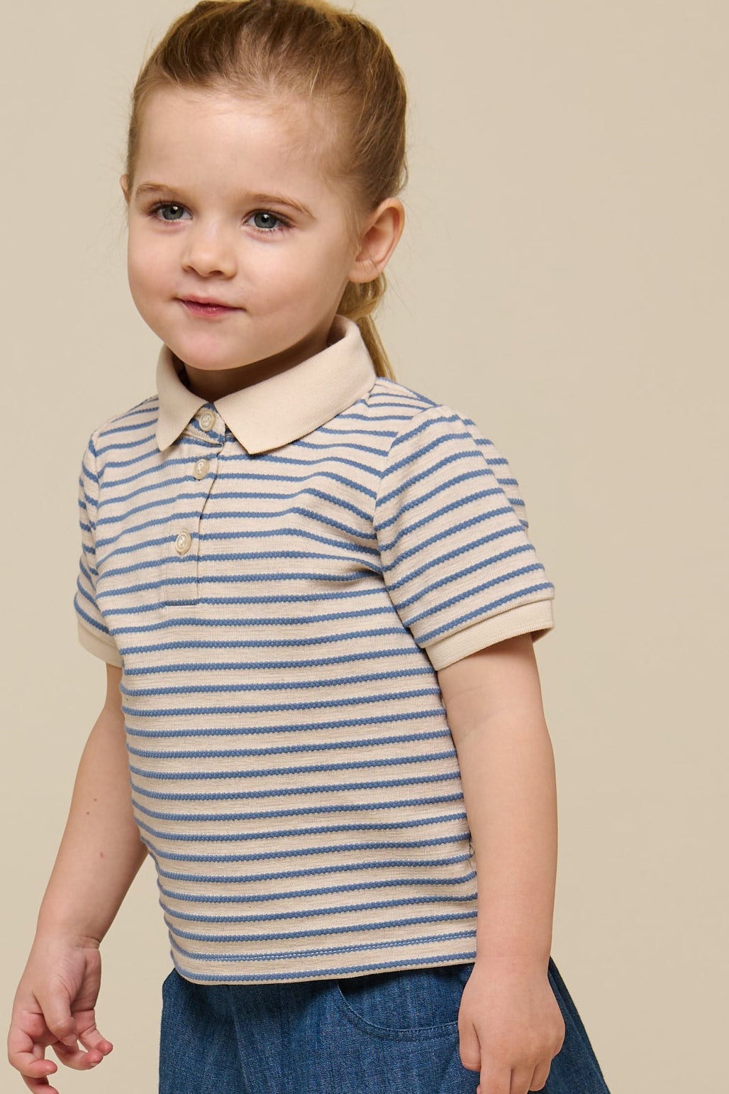 Stribet jersey polo - Kids - Blue | 101006 Emmie