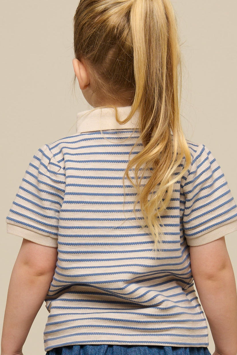 Stribet jersey polo - Kids - Blue | 101006 Emmie