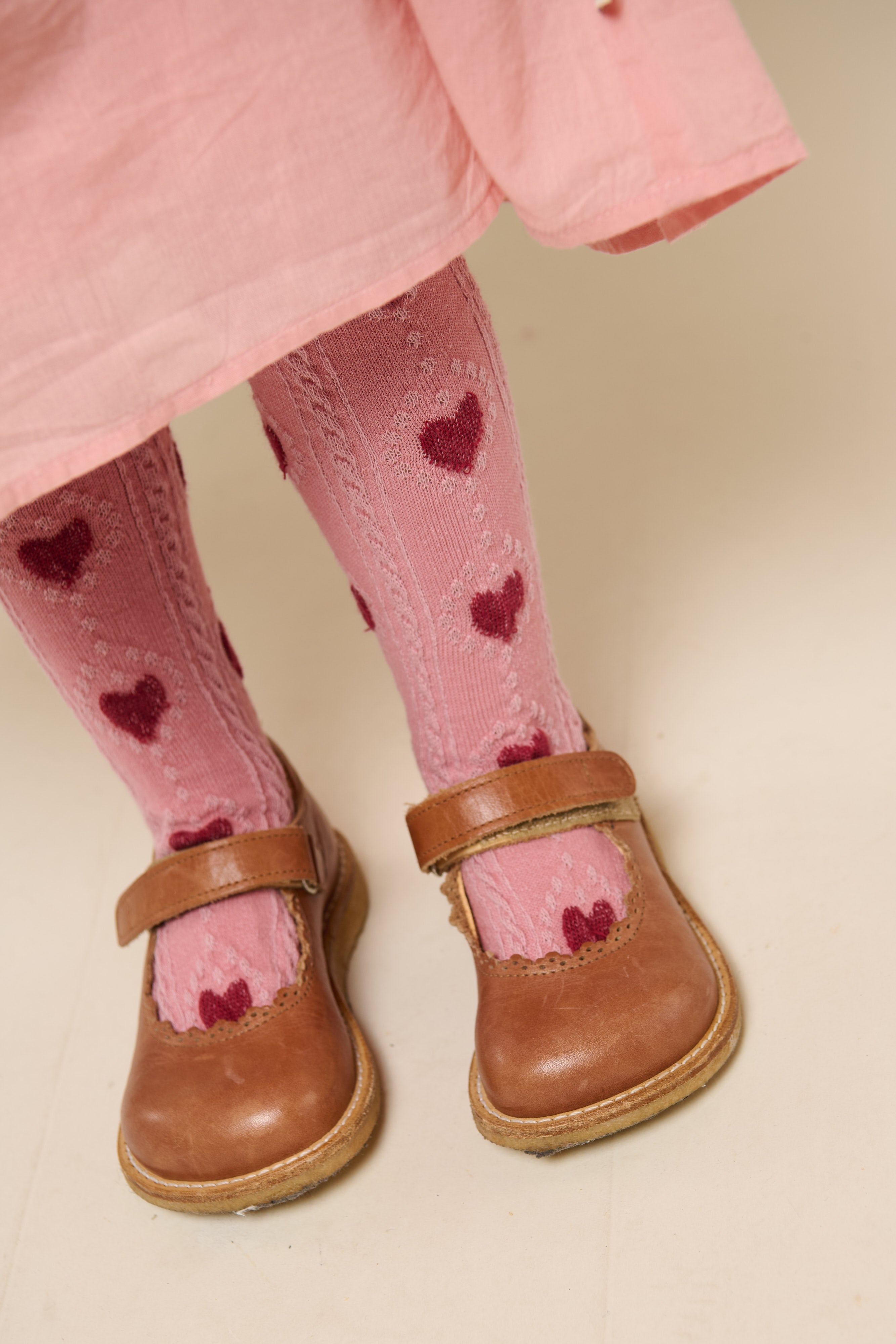 MP Strømpebukser med hjerter - Kids - Rose/Cherry Red | 101375 MP Alvilda tights