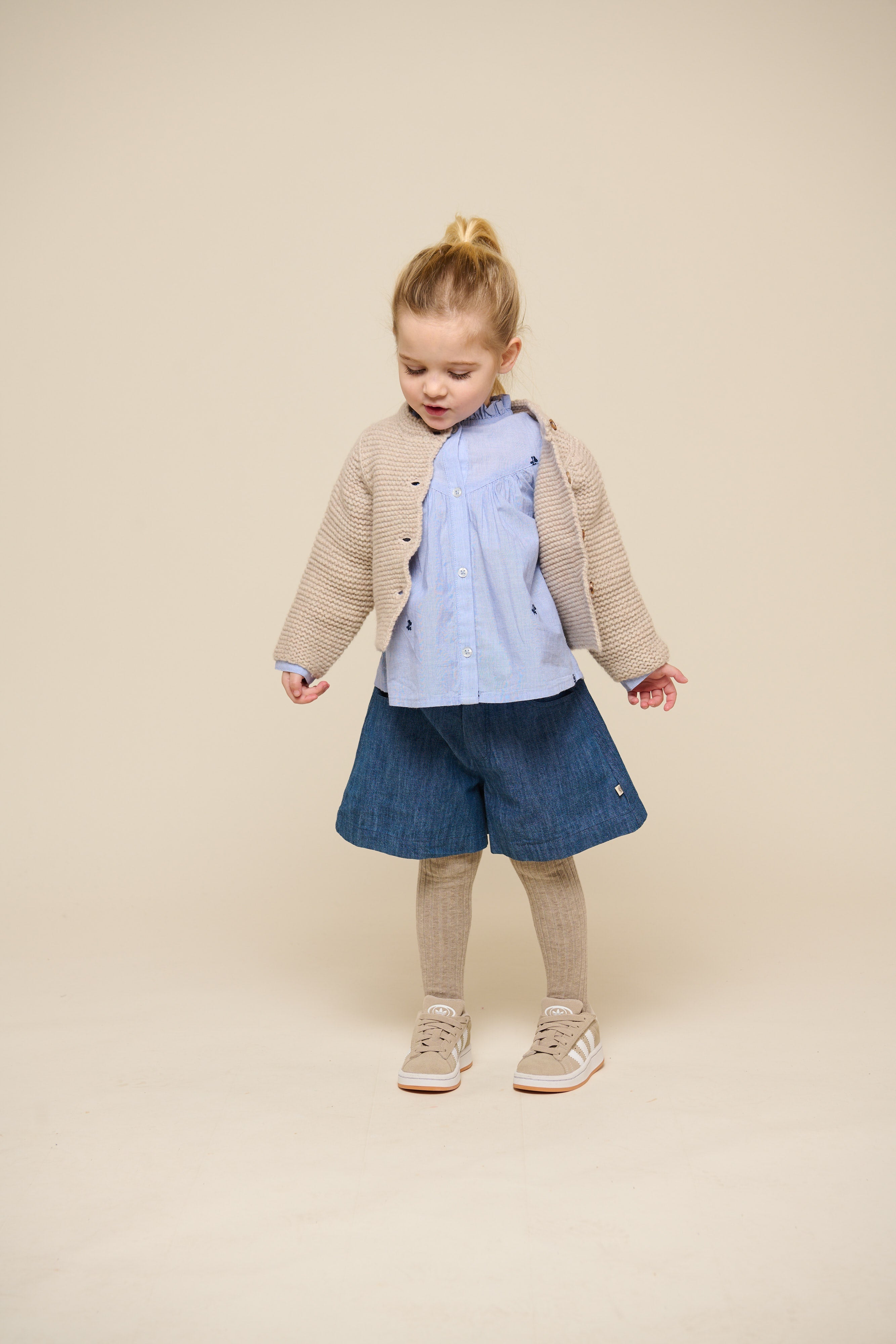 Cardigan i Uldstrik - Kids - Caffe Latte Melange | 100874 Maya