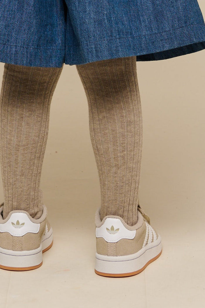 MP Ribstrikkede bomuldsstrømpebukser - Tween - Light Brown Melange | 101396 MP Cotton Rib Tights