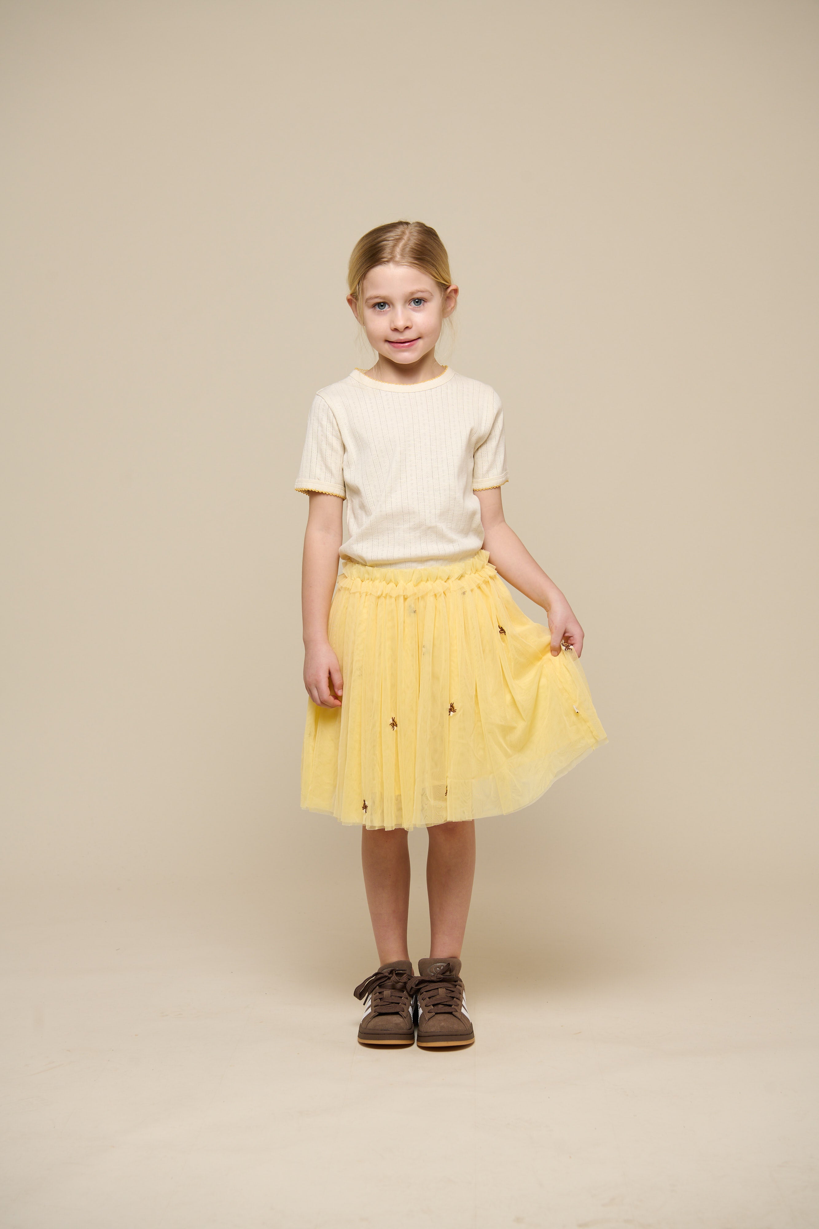 Pointelle T-shirt med kontrast picot - Tween - Offwhite | 101290 Drew