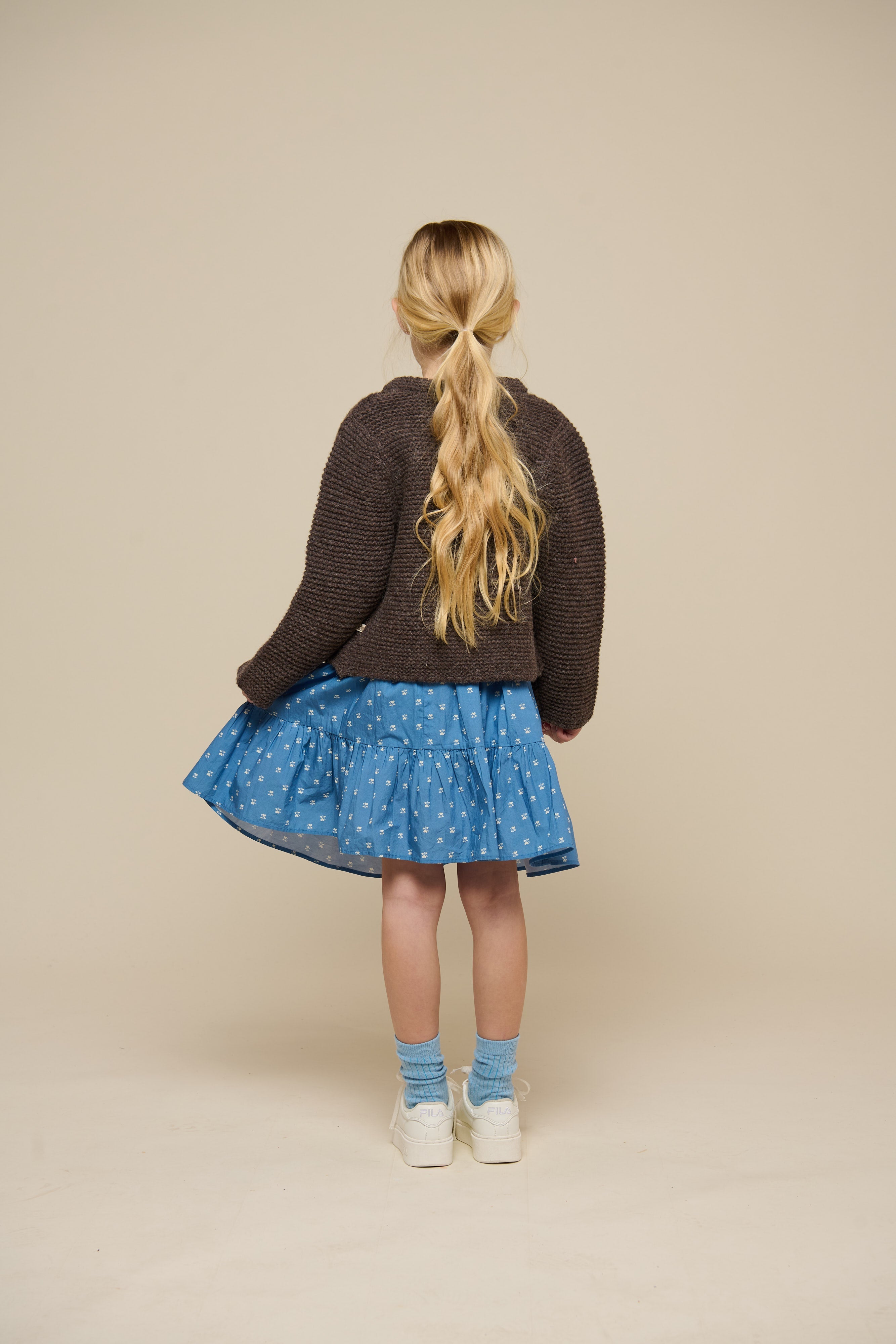 Cardigan i Uldstrik - Tween - Chocolate Melange | 100877 Maya