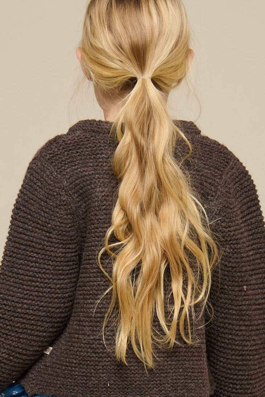 Cardigan i Uldstrik - Tween - Chocolate Melange | 100877 Maya