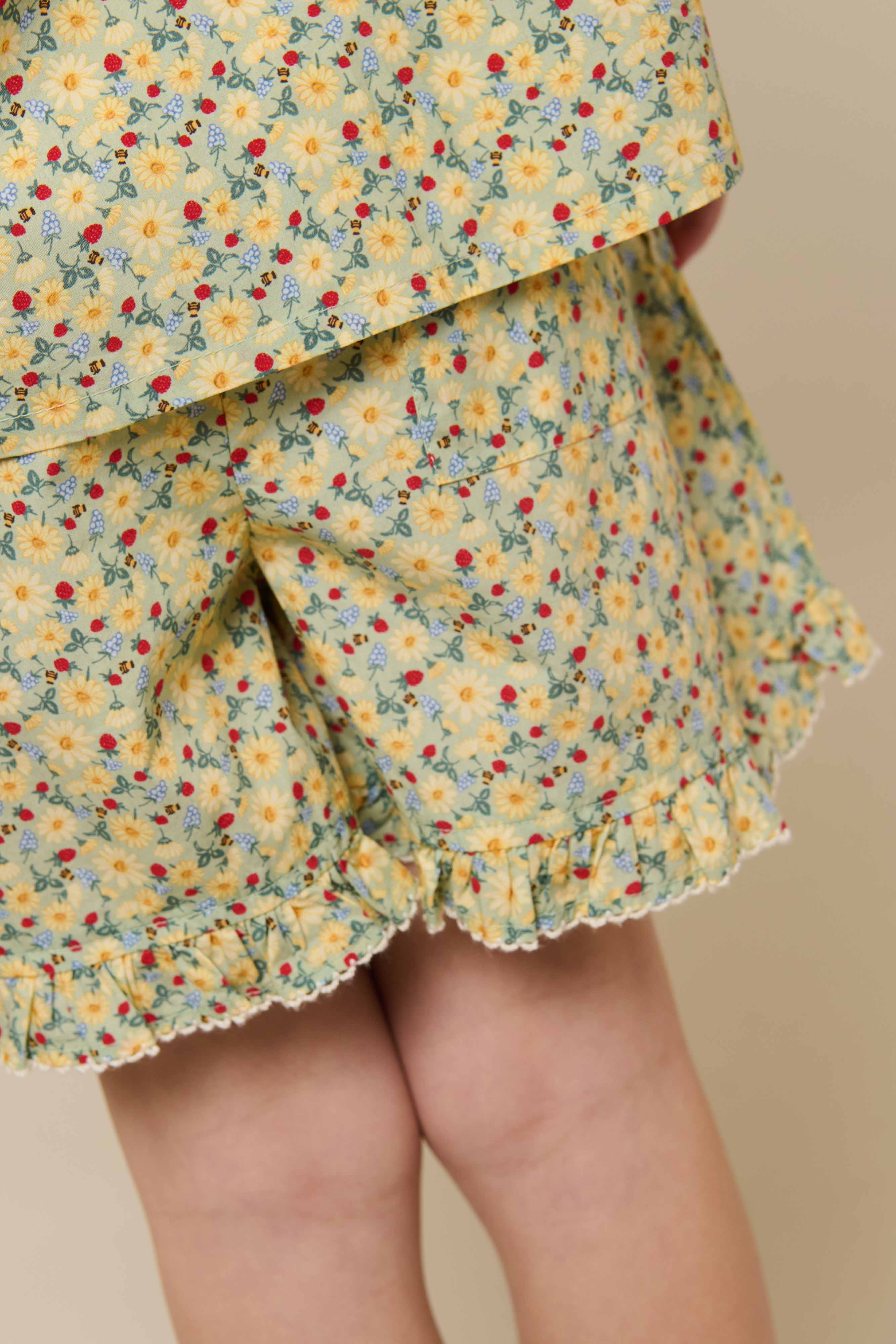 Blomsterprintede poplinshorts - Tween - Green | 100959 Poppy