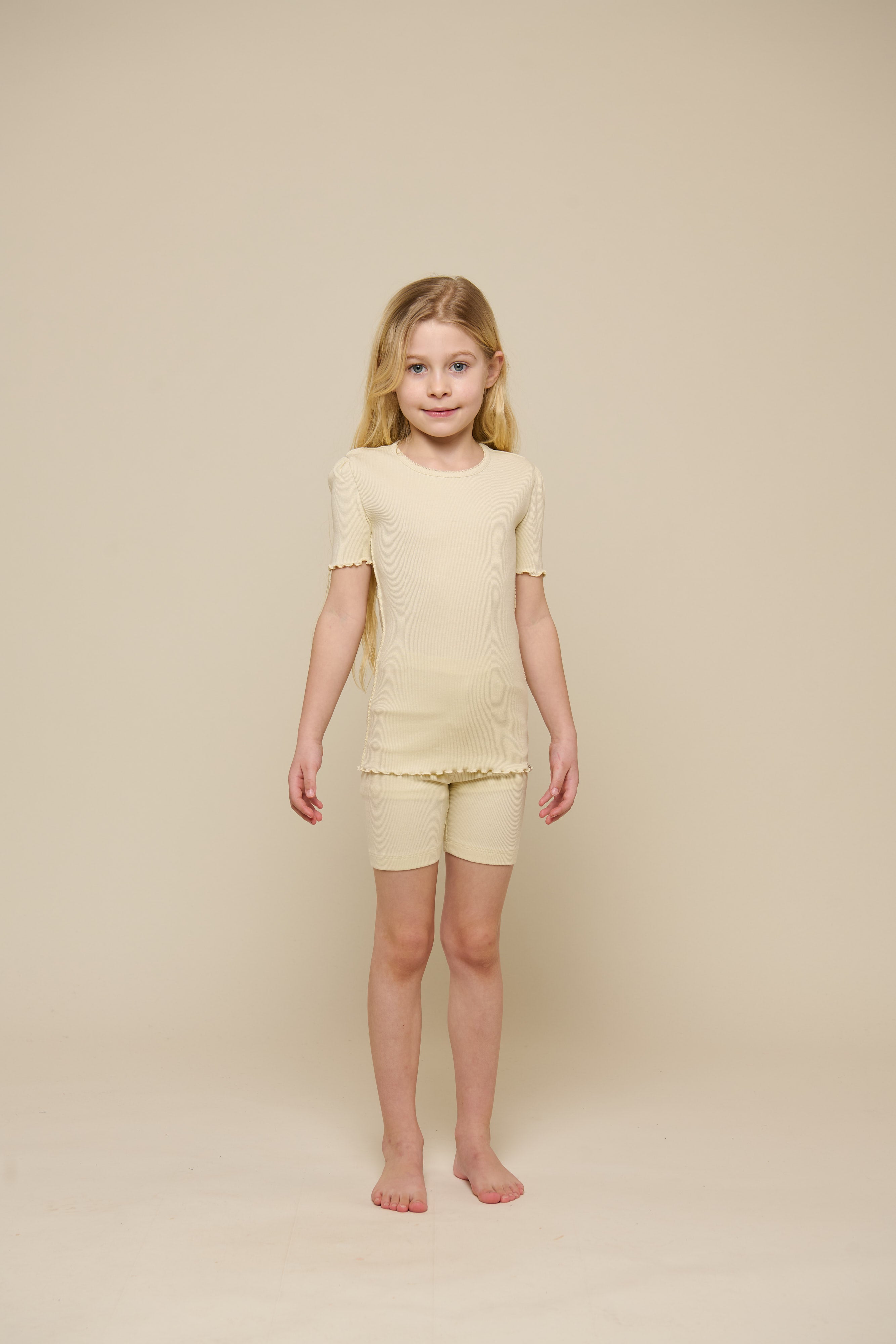 Korte tights i modalrib - Tween - Offwhite | 101321 Lottie